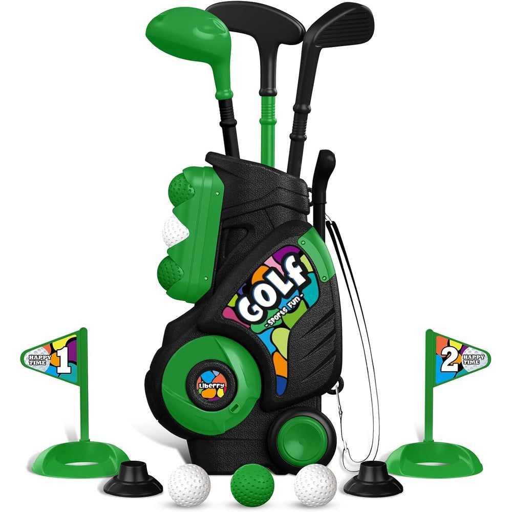 Liberry toddler golf set front view with black cart