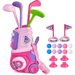 Pjg toddler golf set front view with pink cart