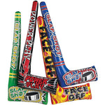Fun Express inflatable hockey sticks front view bulk set for sports birthday parties