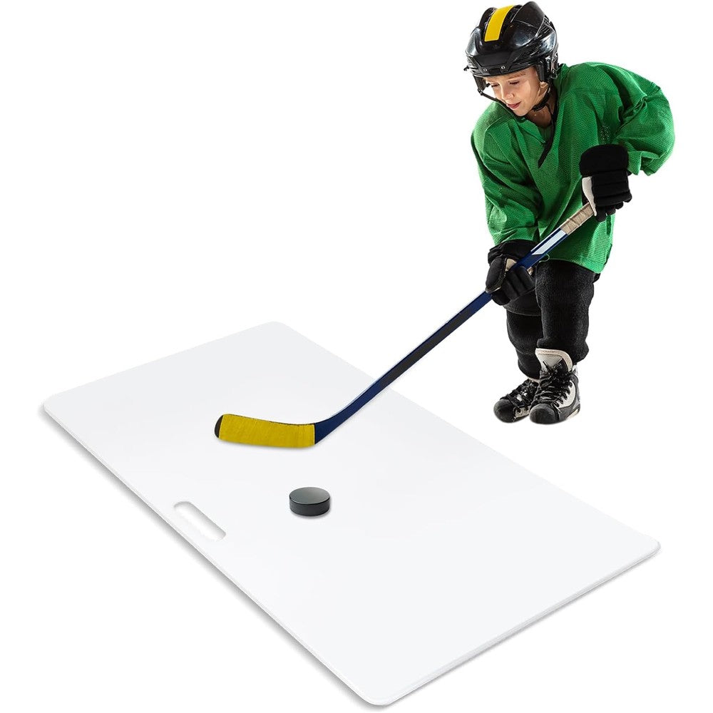 Deekin Hockey Shooting Pad front view showing the sleek white synthetic ice practice surface