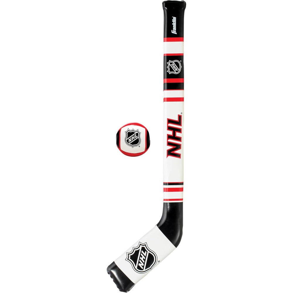 Franklin Sports NHL kids hockey stick and ball set front view showcasing soft sport technology.