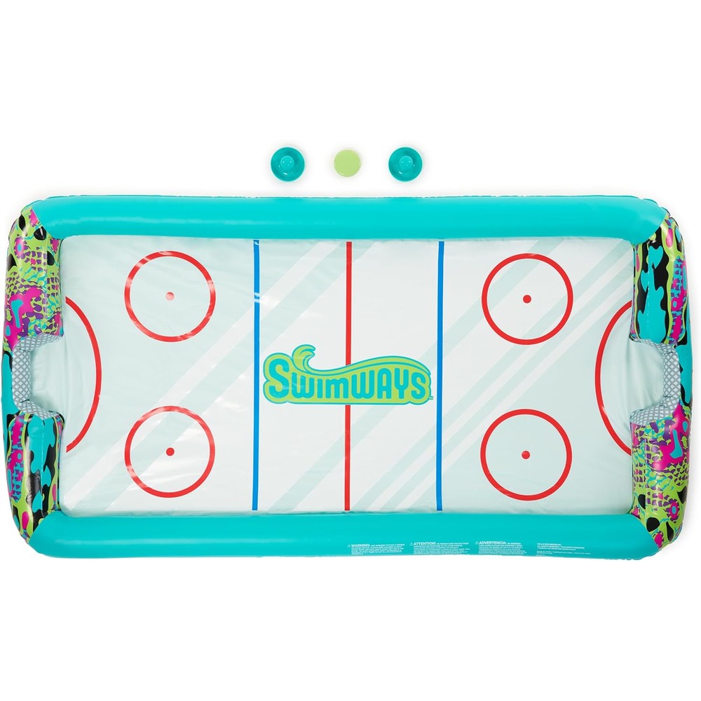 SwimWays Hydro Hockey Inflatable Water Floating Table Hockey Set front view pool toy