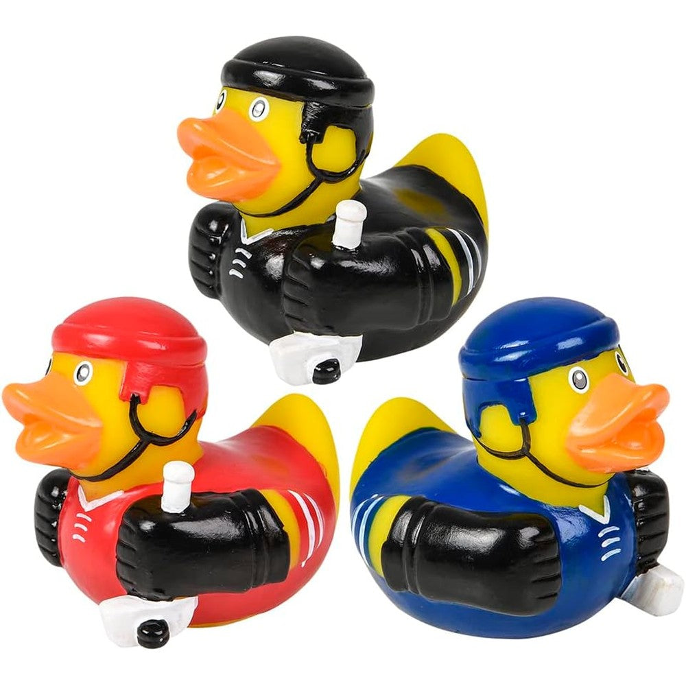 Rhode Island Novelty hockey rubber duckies front view premium imported collectible bath toys.