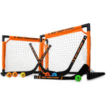 Ace Hockey Shinny Hockey Set front view showcasing two mini goals and sticks for indoor play.