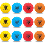 Pandahero mini knee hockey balls front view showing twelve colorful foam balls for indoor kids sports.