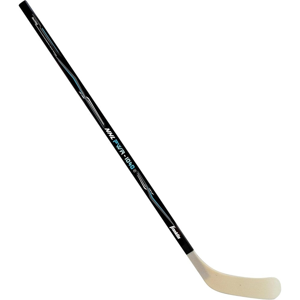 Franklin Sports NHL kids street hockey stick front view displaying the fused shaft and ABS blade.