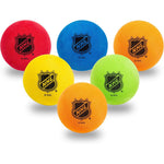 Franklin Sports mini indoor floor hockey balls front view six pack in assorted colors