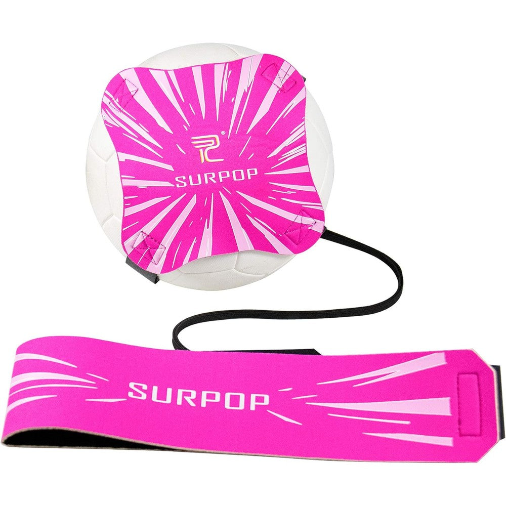 Surpop soccer trainer pink and white front view showcasing the adjustable waist belt and ball holder
