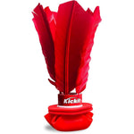 Kickit Original Birdie Soccer Trainer front view showcasing the red rubber kick pad and feathers.