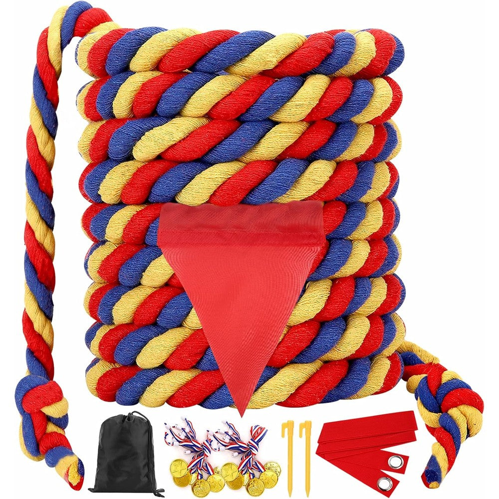 Wyrjxyb Field Day Tug Of War Rope front view with accessories