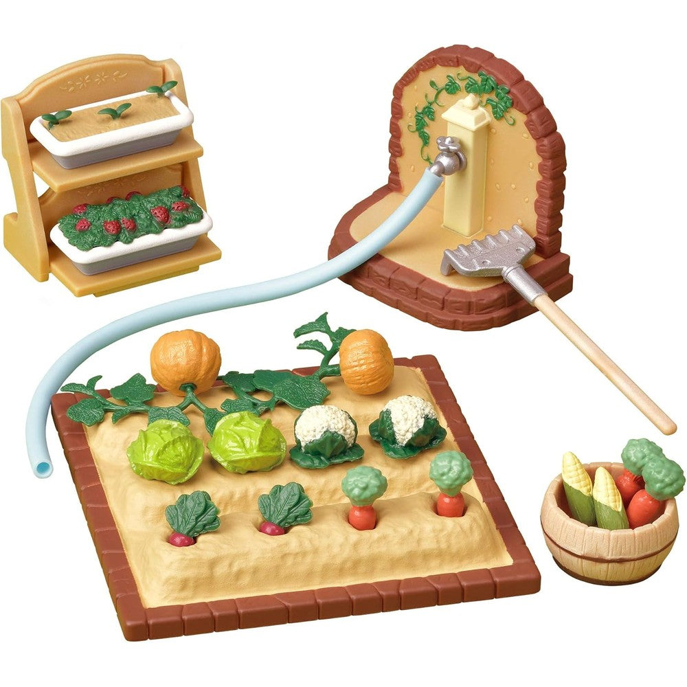 Epoch Sylvanian Families Vegetable Gardening Set KA-616 front view miniature toy set