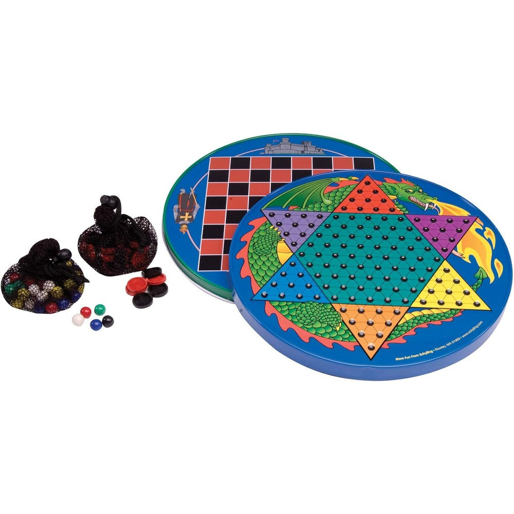 Schylling Tin Chinese Checkers front view authentic imported strategy board game
