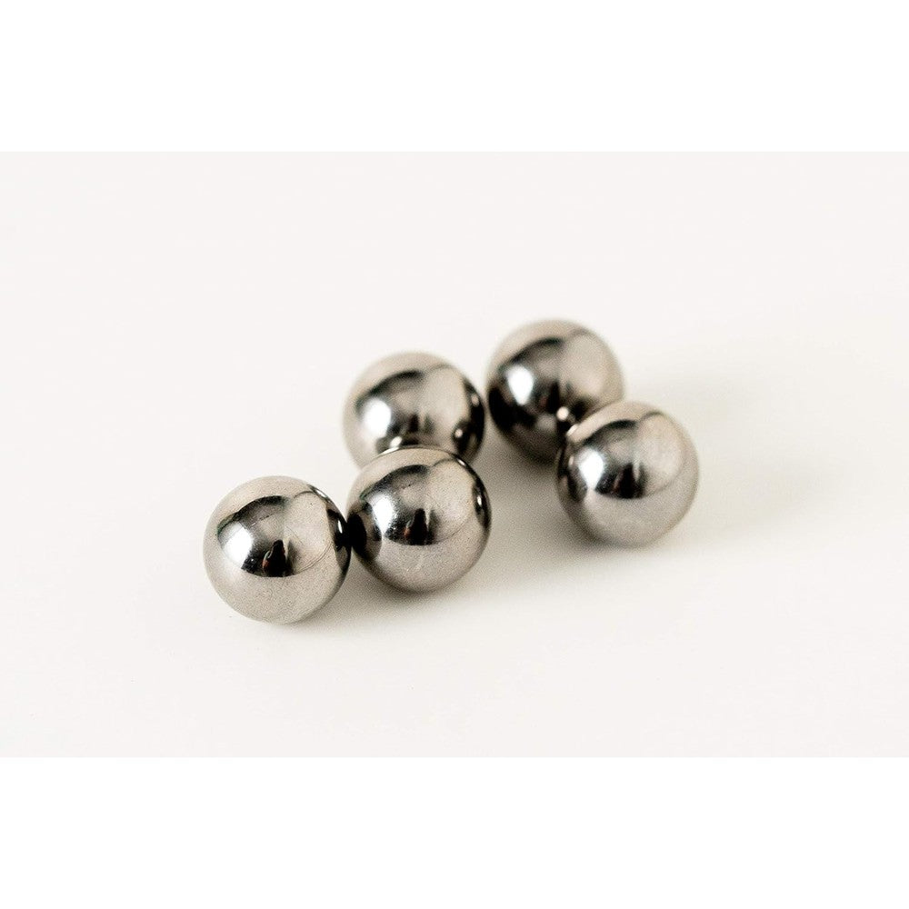 Generic Gravity Maze Marbles Replacement front view showing five polished steel spheres.