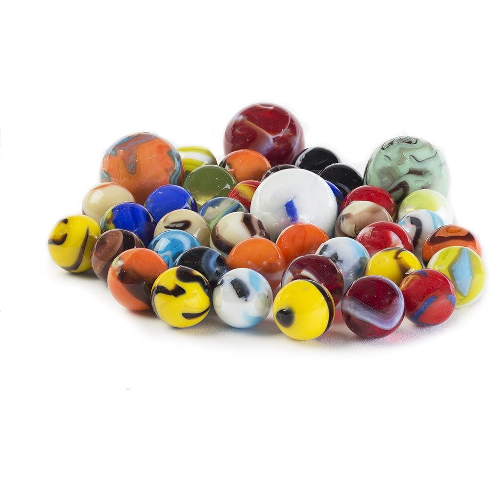 Ader Products My Toy House glass marbles bulk set front view showing assorted colorful spheres.