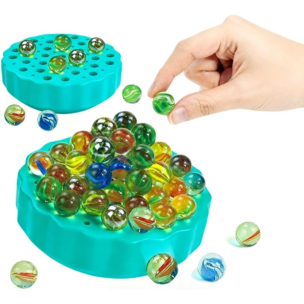 Winbar Wobble Marble Game front view package showing the teal balance base and glass marbles.