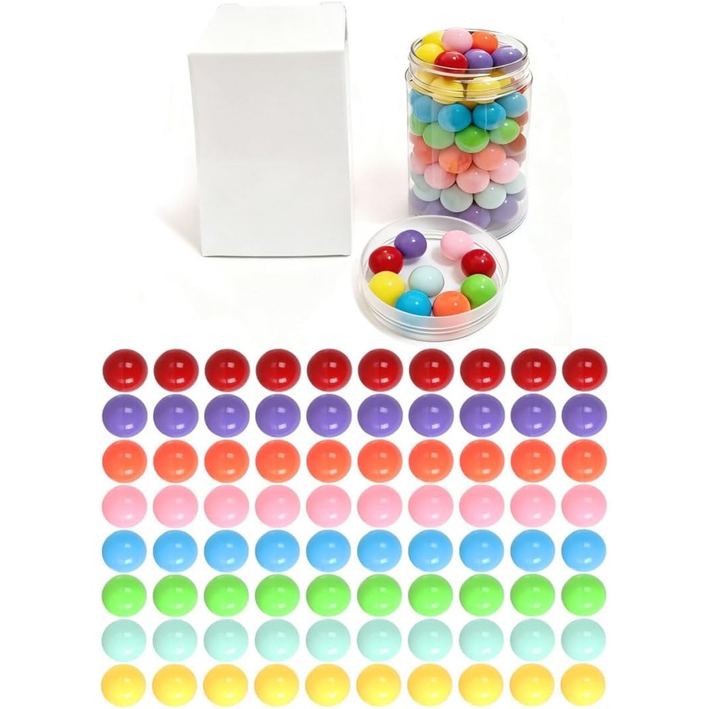 Witlans Chinese Checker Game Replacement Balls front view showing eighty colorful acrylic marbles inside the clear storage jar.