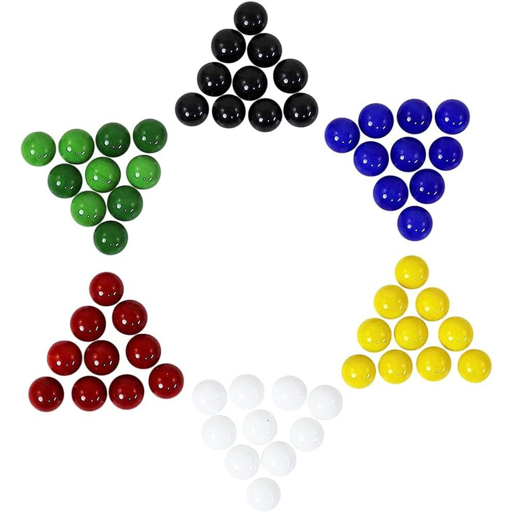 House of Marbles game replacement pieces front view showing sixty colorful glass spheres