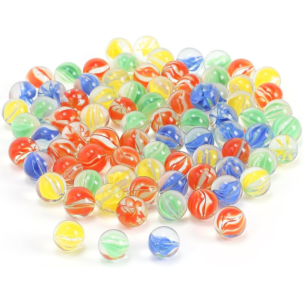 CHUKEMAOYI 400 Pieces Color Mixing Glass Marbles bulk pack front view for kids games