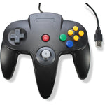 Gtron classic retro N64 bit USB wired controller in black showcasing front view button layout