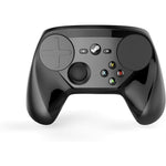 Valve Index Steam Controller premium wireless PC gamepad front view featuring dual circular trackpads and ergonomic buttons.