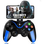 Arvin Bluetooth gamepad controller front view showcasing black body with blue accents and analog joysticks