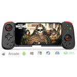 Arvin mobile game controller front view showcasing stretchable design and button layout.