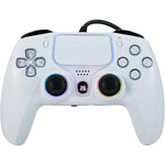 NBCP Wired PS5 Controller front view showcasing white ergonomic body and thumbsticks