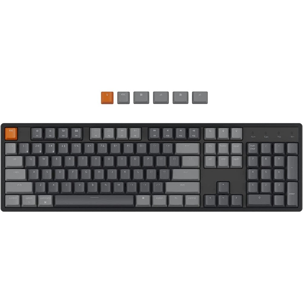 Keychron K10 full size mechanical keyboard front view with RGB lighting