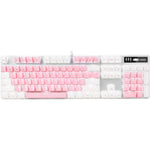 MageGee Mechanical Gaming Keyboard white and pink front view