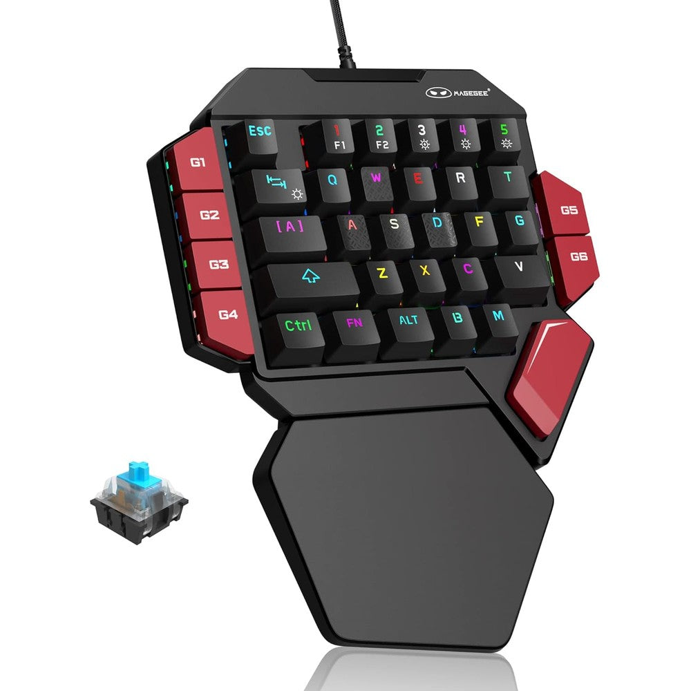 MageGee one handed mechanical gaming keyboard front view black design