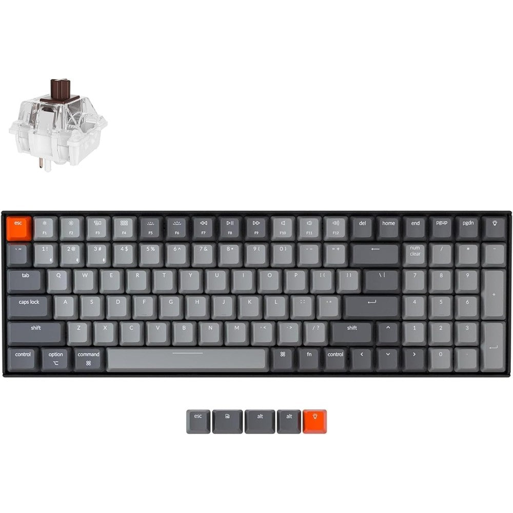 Keychron K4 wireless mechanical keyboard front view with white LED backlight