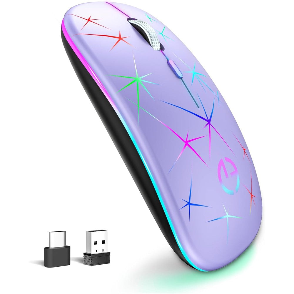 TaiYang wireless mouse front view displaying the colorful starburst pattern shell