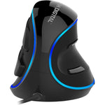 J-Tech Digital V628 wired vertical ergonomic mouse front view showcasing handshake grip design.
