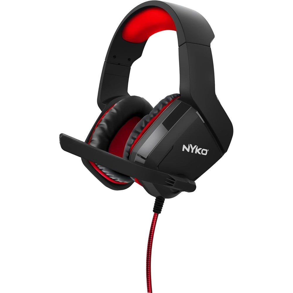 Nyko NS-4500 wired gaming headset front view black and red