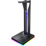 Asus Rog Throne Qi gaming headset stand front view with RGB lighting