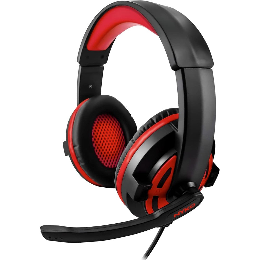 Nyko NS-2600 wired gaming headset front view with black and red design