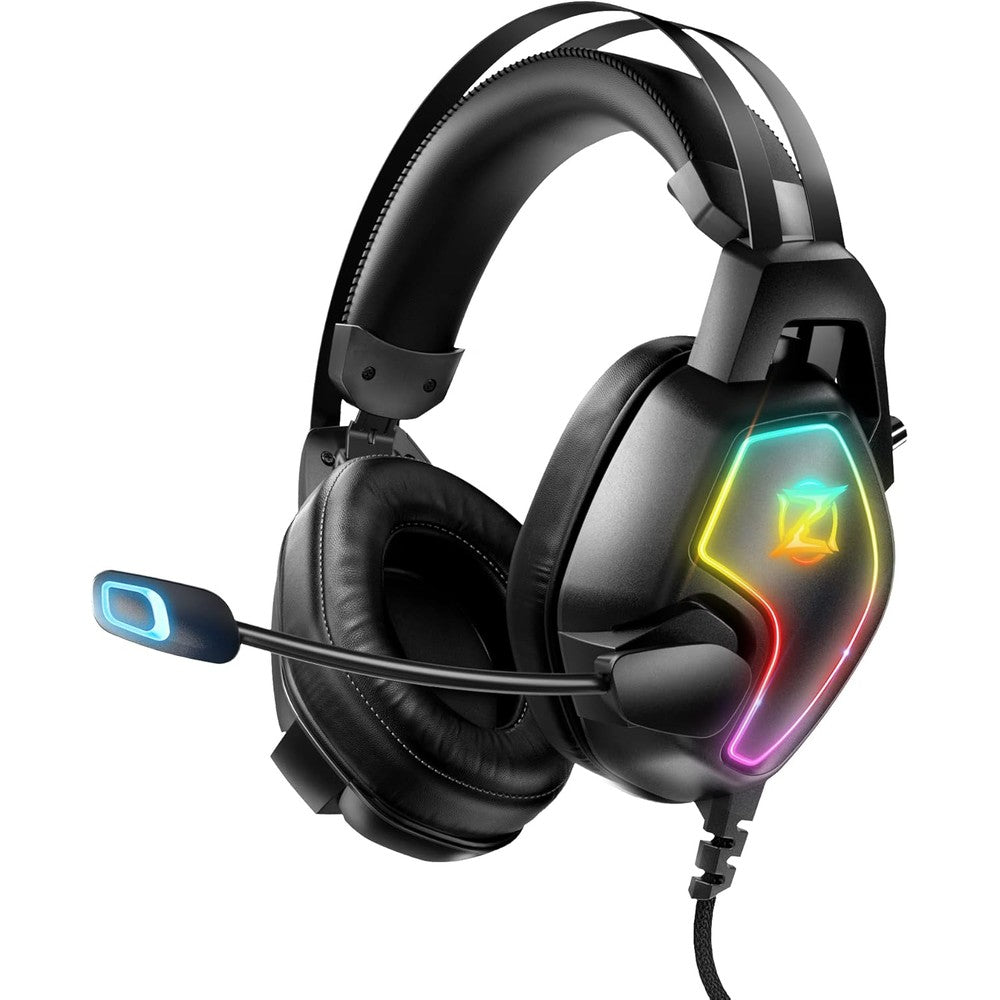 Ozeino gaming headset front view with noise canceling microphone