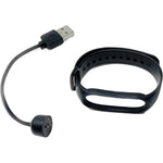 Datel Go-Tcha Classic Replacement Wristband and Charging Cable pack front view showing the black silicone strap and USB dock.
