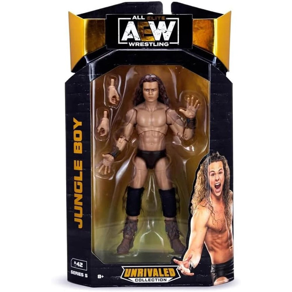 AEW Jungle Boy Unrivaled Jazwares Series 5 action figure front view packaging