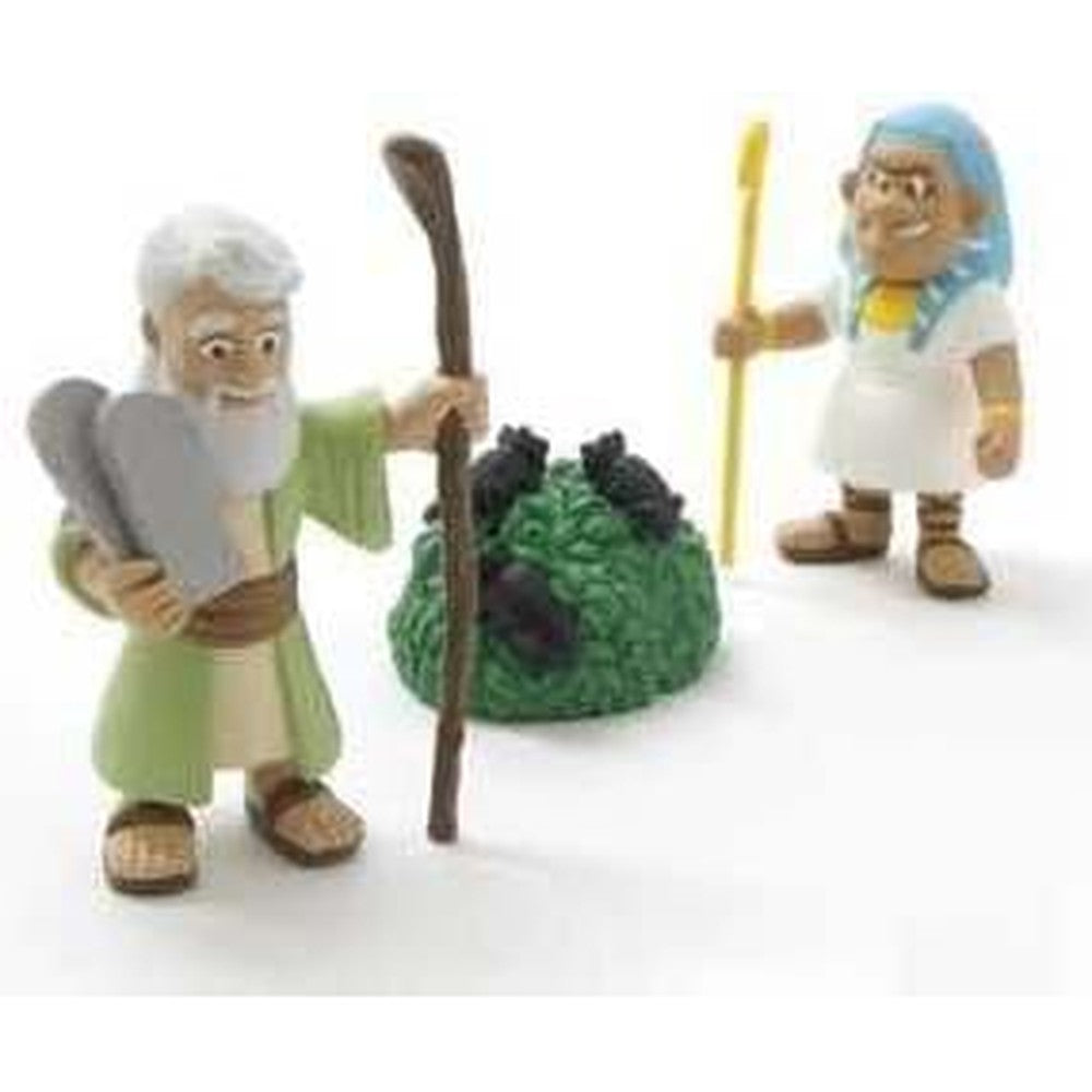 Talicor Tales of Glory Moses and the Ten Plagues children playset front view showcasing detailed Bible figurines and storybook.