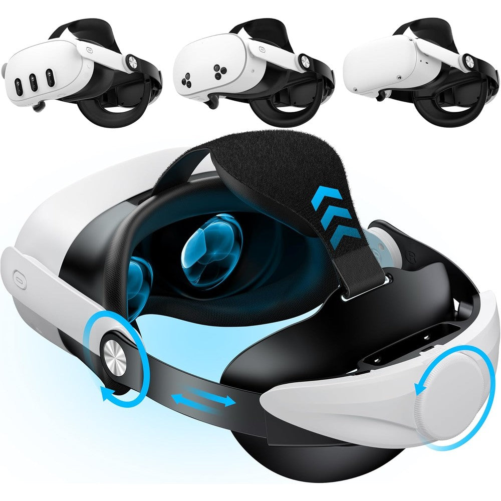 NinxGloy Kawaye VR Head Strap front view showing white ergonomic frame and rear adjustment knob.