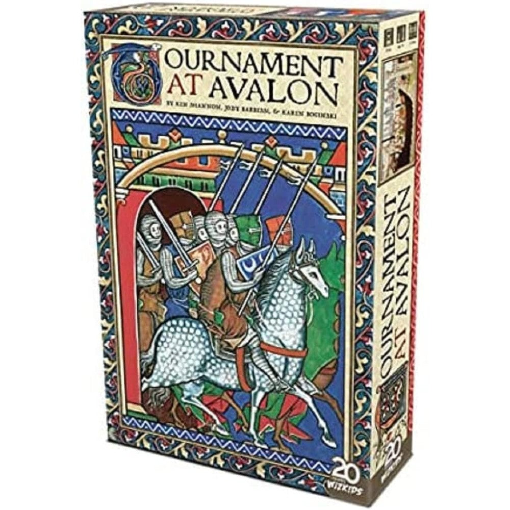 WizKids Tournament At Avalon Board Game WZK 73507 front view showing the official box art with medieval knights on horseback.