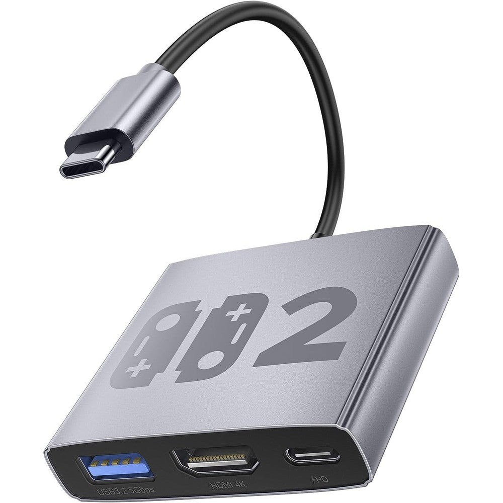 Bemkiru aluminum alloy 3 in 1 portable travel dock front view showing input ports