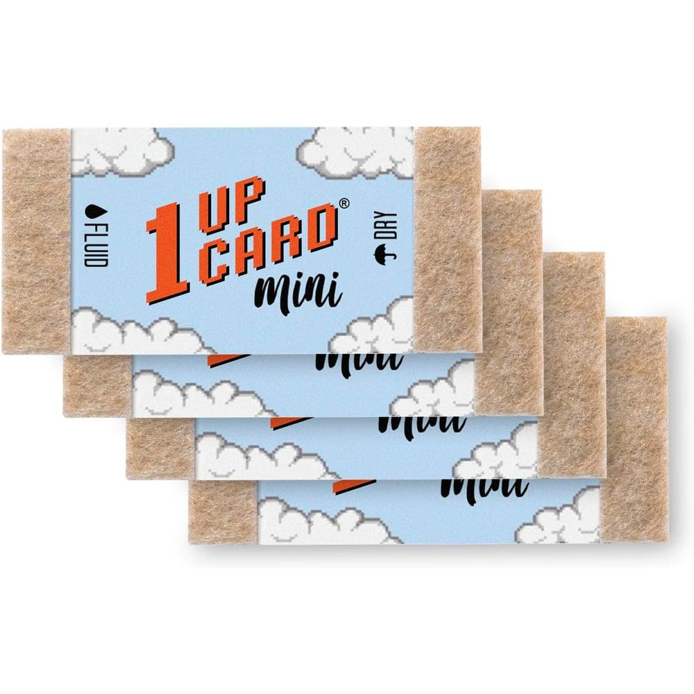 1UPcard Mini Video Game Cartridge Cleaning Card Pack front view showing four count retro game cleaners.