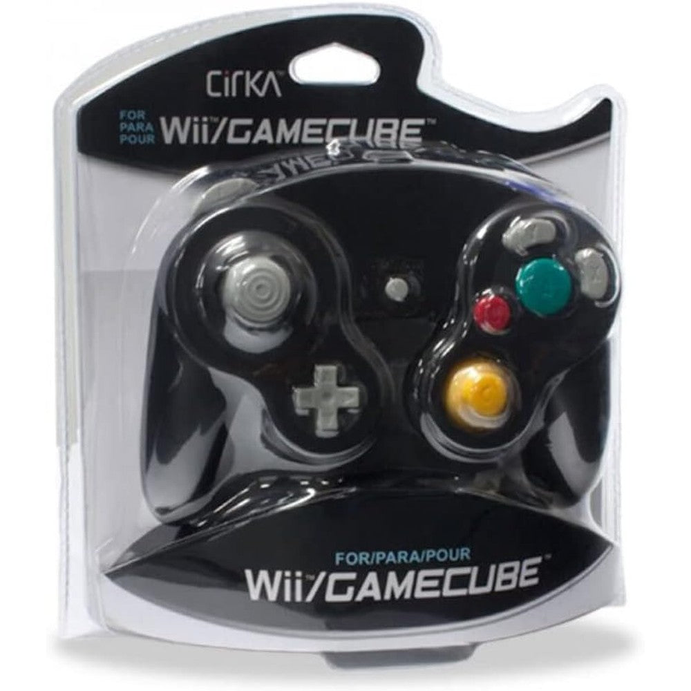 Cirka wired controller for GameCube and Wii black color front view gamepad