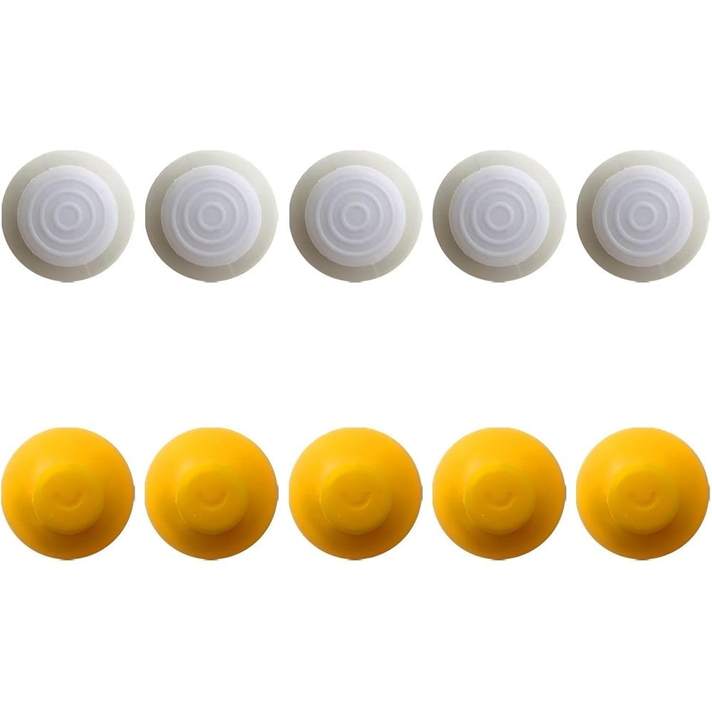 GruDawu GameCube replacement analog joystick silicone cap pack front view displaying grey and yellow grips.