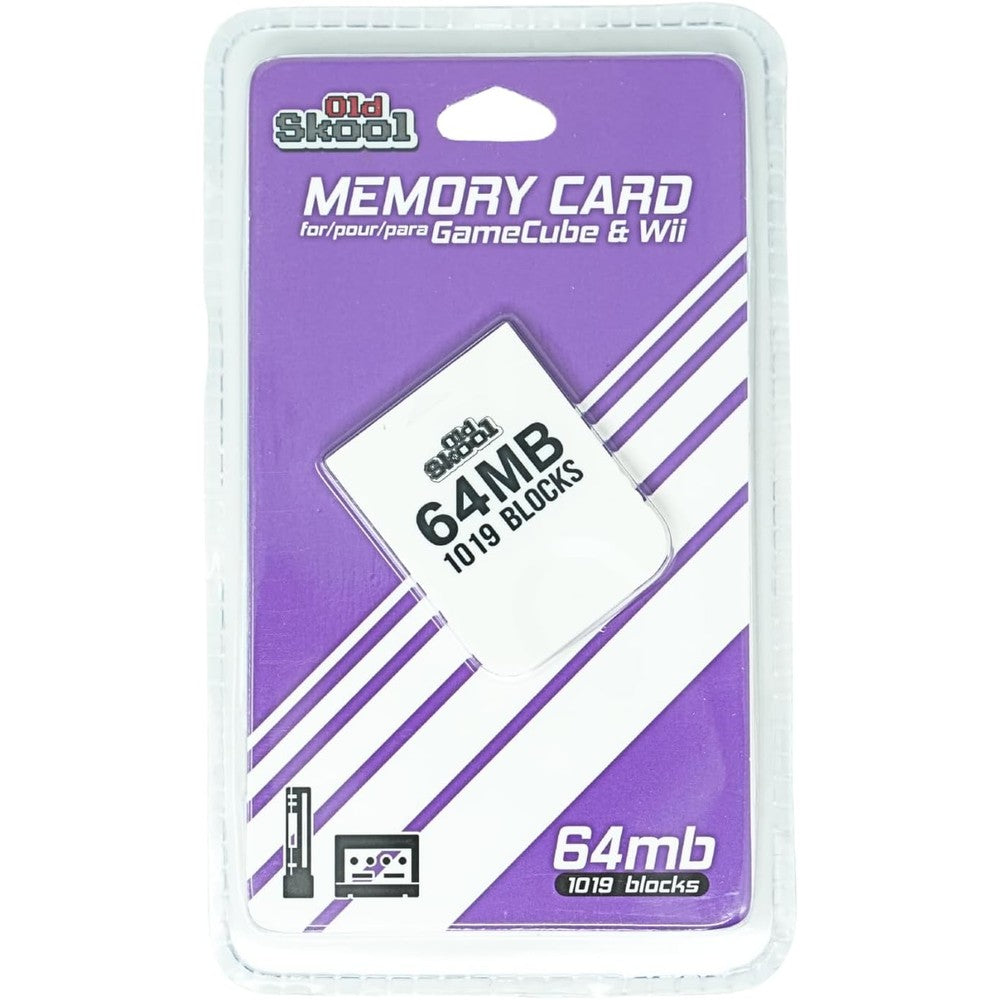 Old Skool GameCube 64MB memory card front view factory sealed packaging