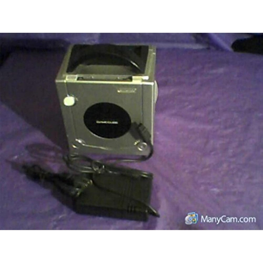Front view of the authentic Nintendo GameCube DOL-101 Platinum Silver console.