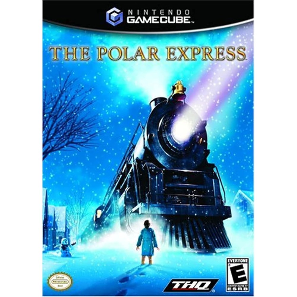 THQ The Polar Express Nintendo GameCube video game front cover view featuring the classic steam train.