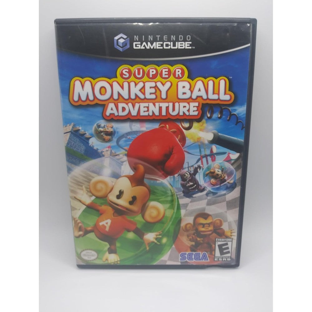SEGA Super Monkey Ball Adventure Nintendo GameCube game front cover artwork showcasing AiAi in a clear sphere.